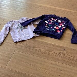 Purple and Blue Long Sleeve Tees with Geometric Design